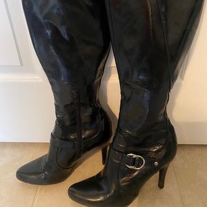 High heeled boots black boots